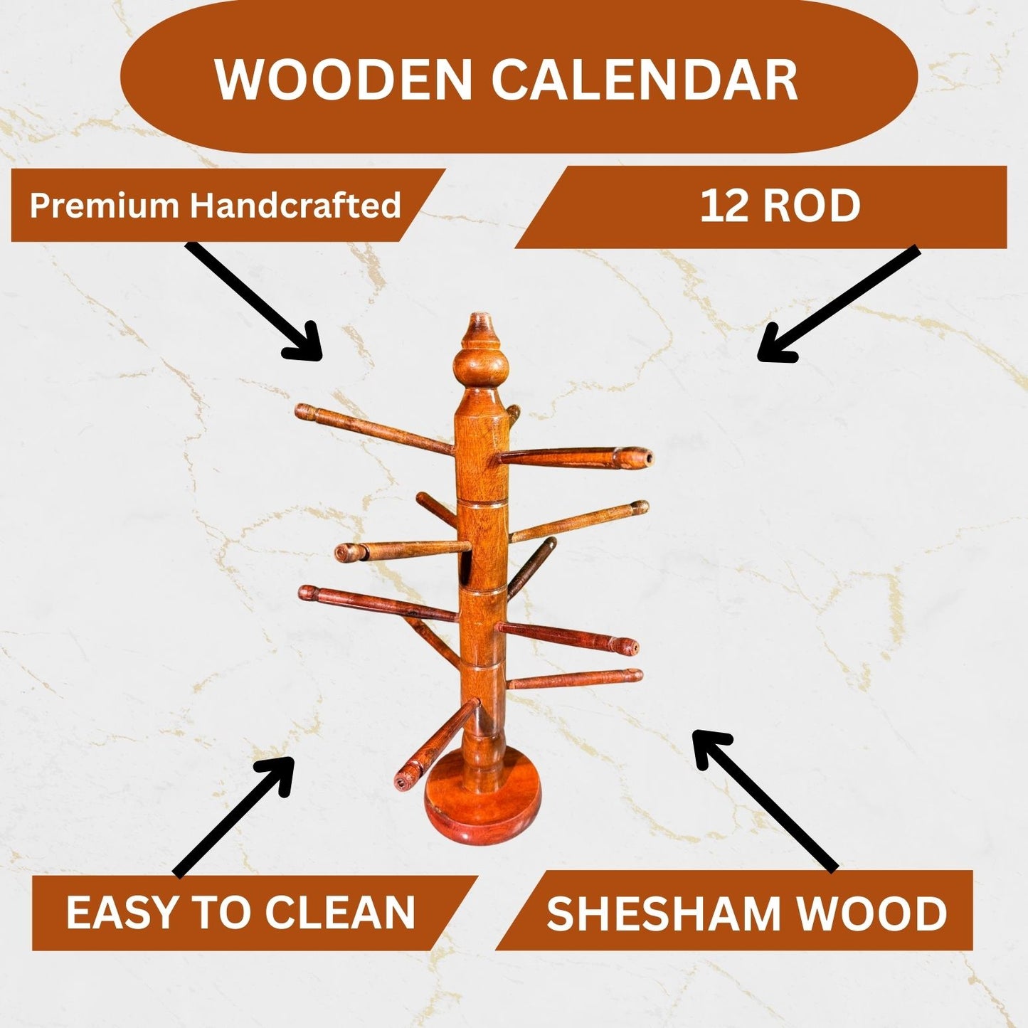 Premium Handcrafted Sheesham Wood Bangle Stand – 12 Rod Organizer