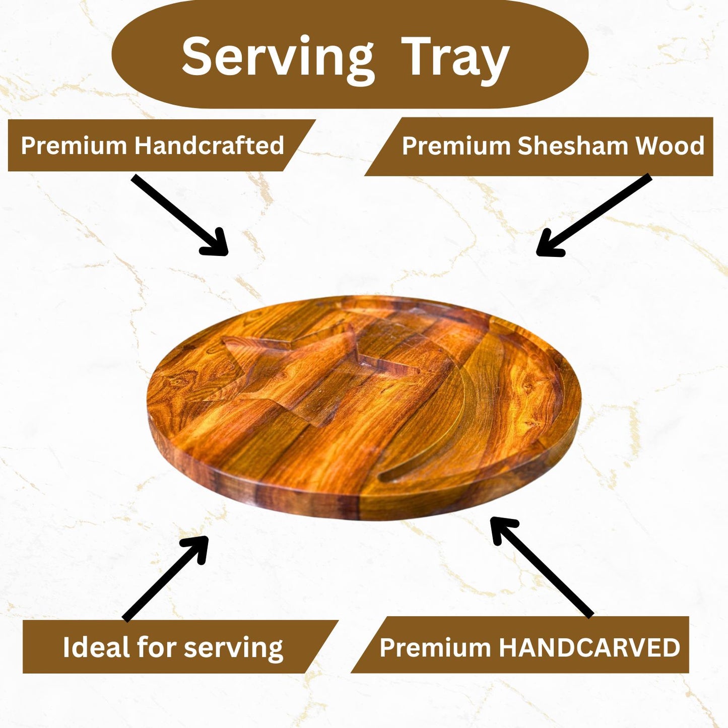 13-Inch Star & Moon Shaped Dry Fruit Serving Tray – Handcrafted Wooden Festive Platter