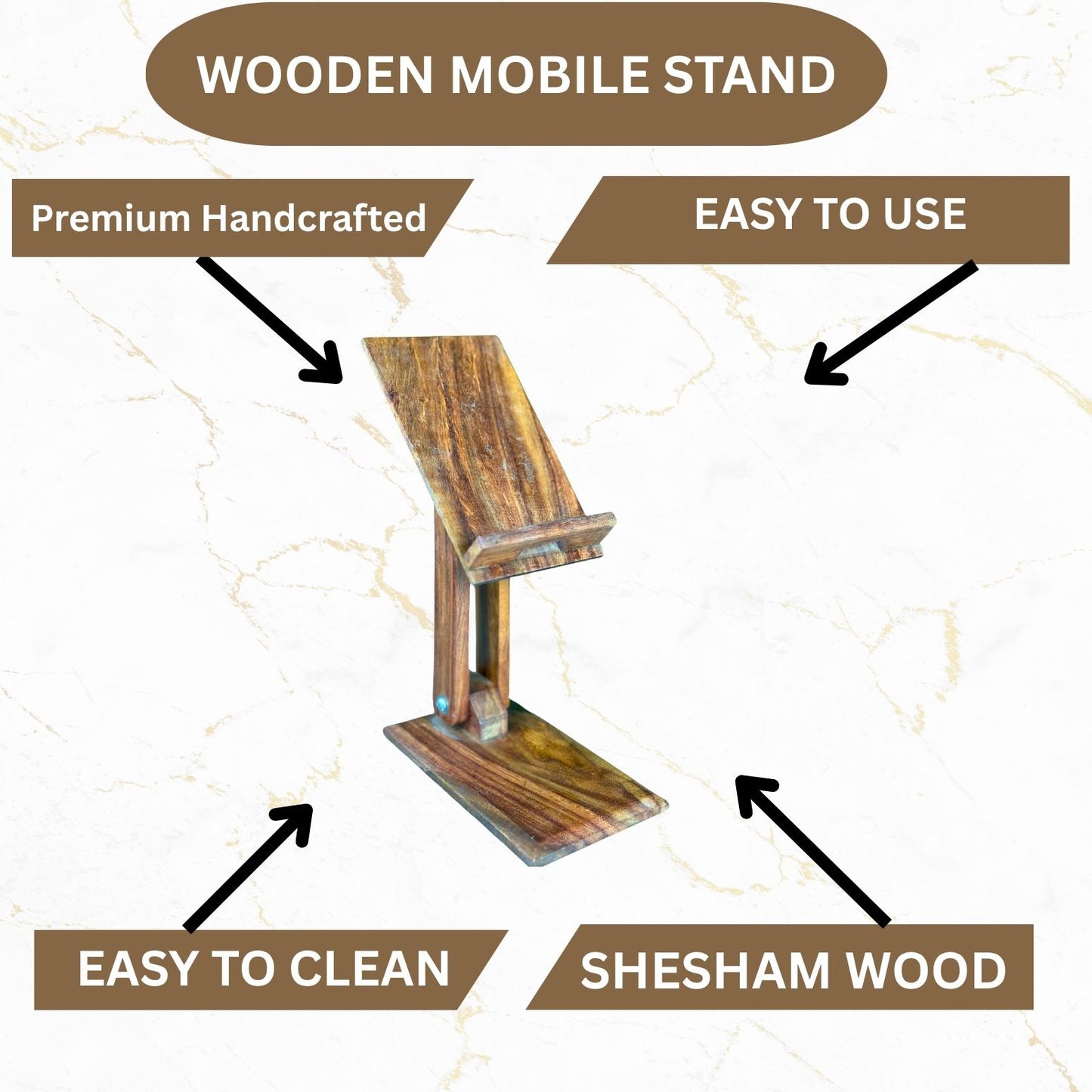 Wooden Mobile Stand with Brass Work – Elegant Handmade Design