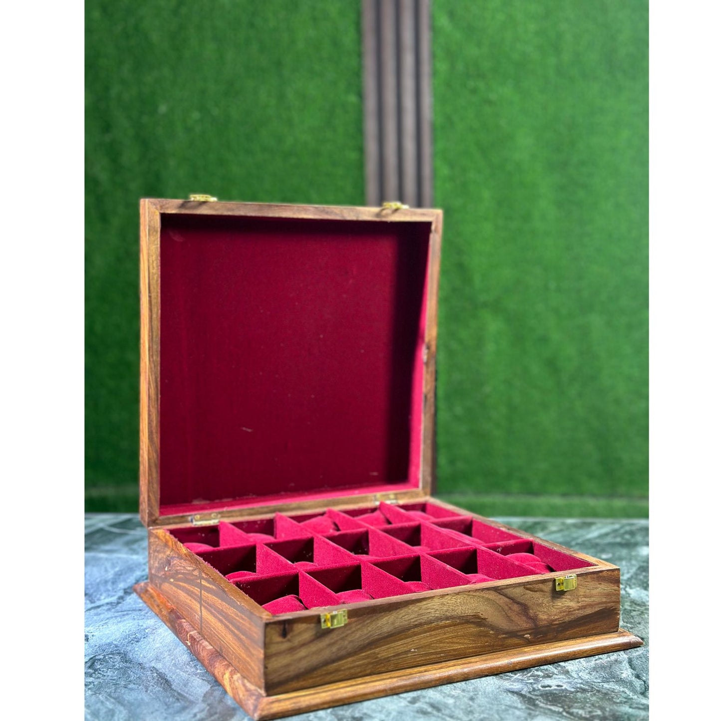 Luxury Handmade Wooden Watch Box – 15 Slot Organizer with Solid Wooden Lid