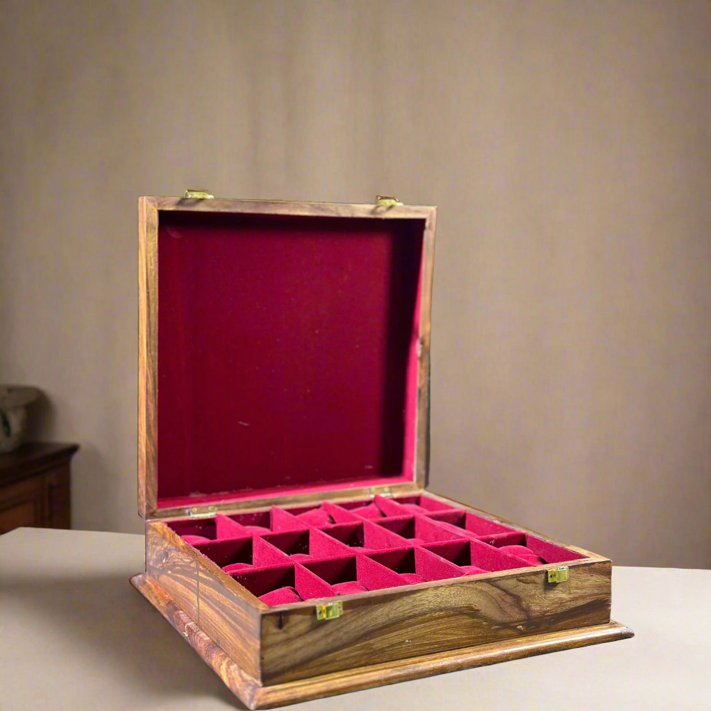 Luxury Handmade Wooden Watch Box – 15 Slot Organizer with Solid Wooden Lid