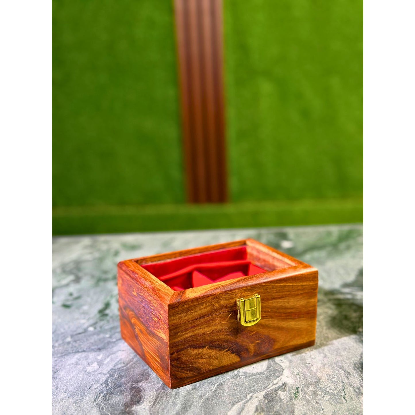 Premium Sheesham Wood Watch Box – 2 Slot Display Case with Glass Lid