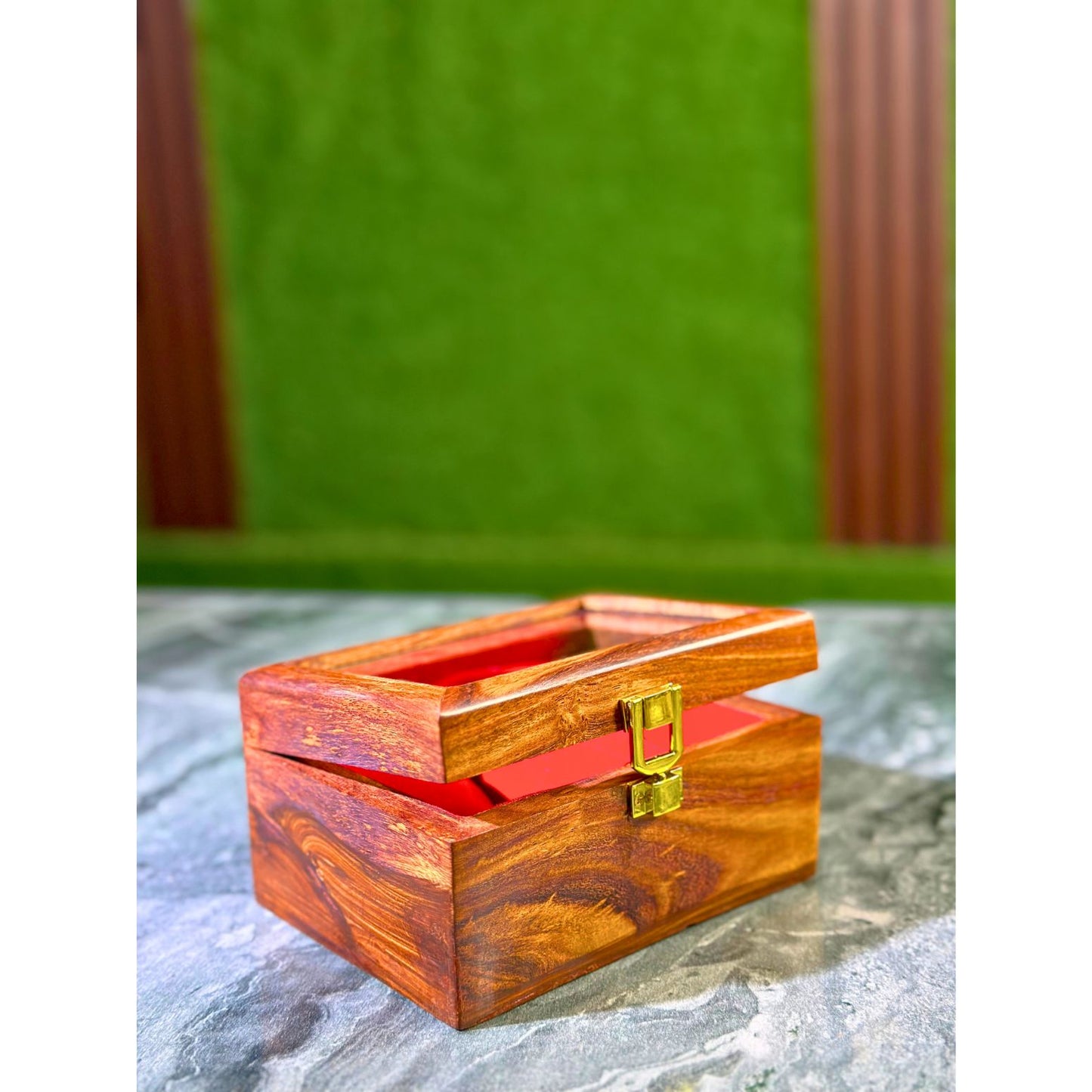 Premium Sheesham Wood Watch Box – 2 Slot Display Case with Glass Lid