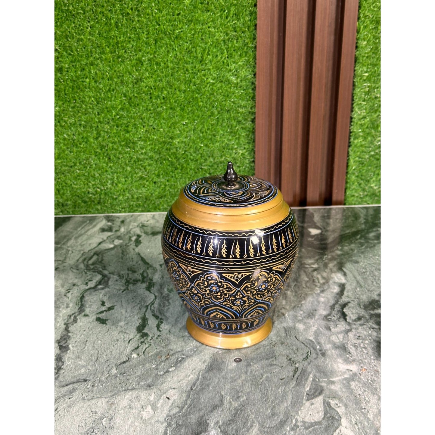 Blue & Golden Naqshi art Candy jar in Beautiful Pakistani Tradition Art