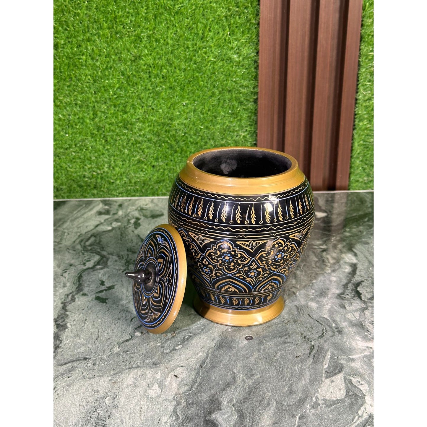 Blue & Golden Naqshi art Candy jar in Beautiful Pakistani Tradition Art