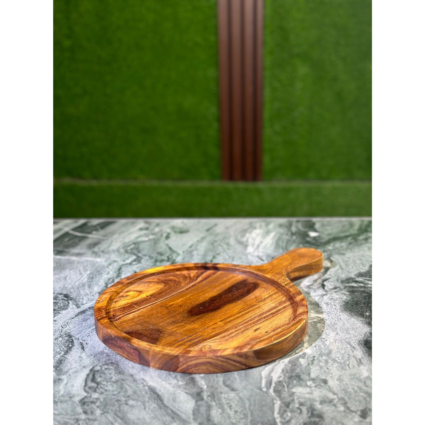 Wooden Pizza Pan – Round Serving & Cutting Board for Pizza, Cheese, and Snacks