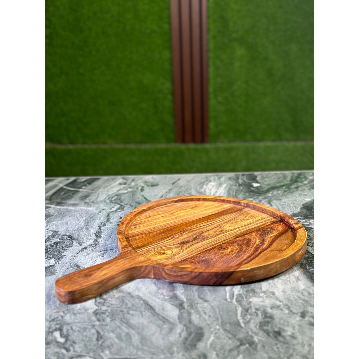 Wooden Pizza Pan – Round Serving & Cutting Board for Pizza, Cheese, and Snacks
