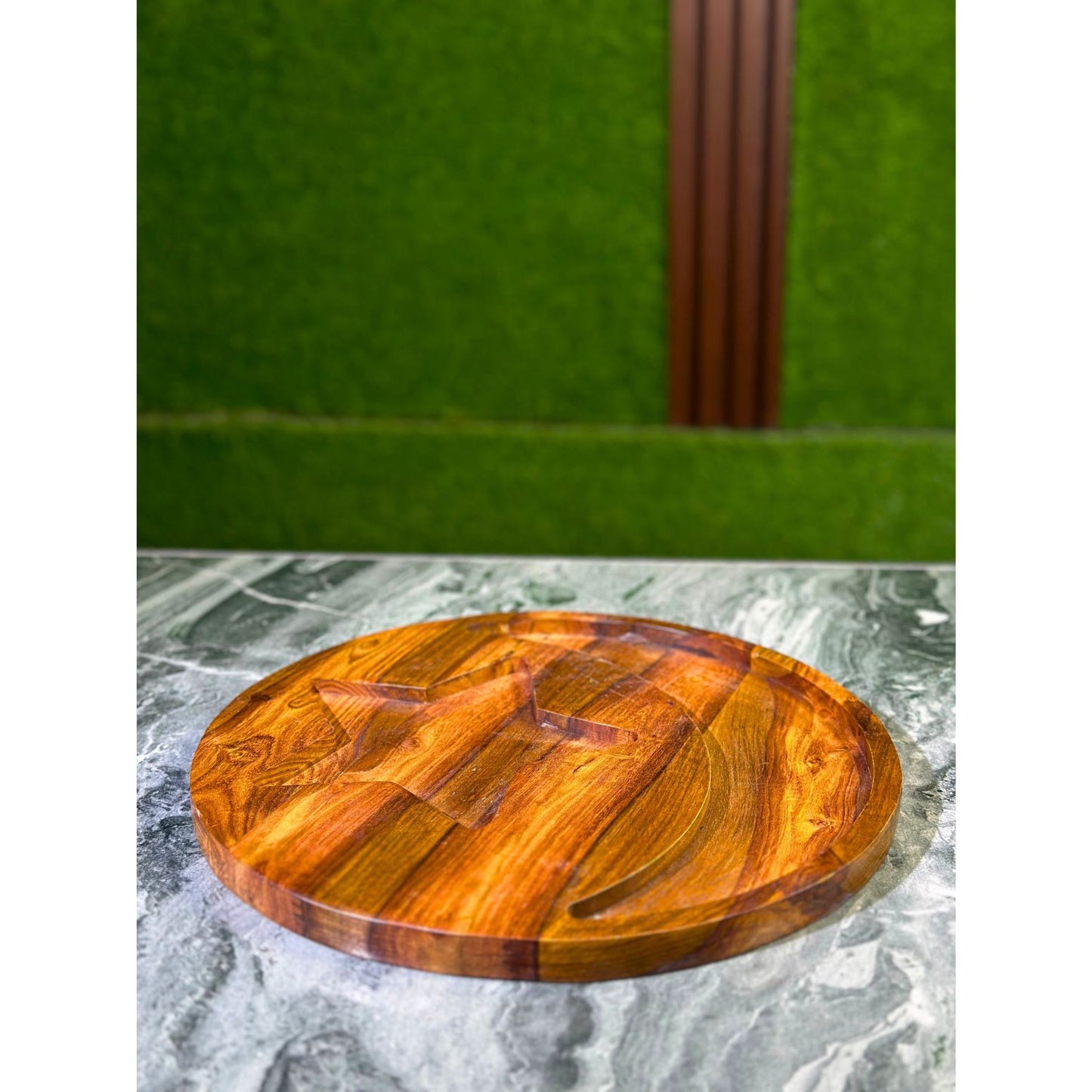 13-Inch Star & Moon Shaped Dry Fruit Serving Tray – Handcrafted Wooden Festive Platter