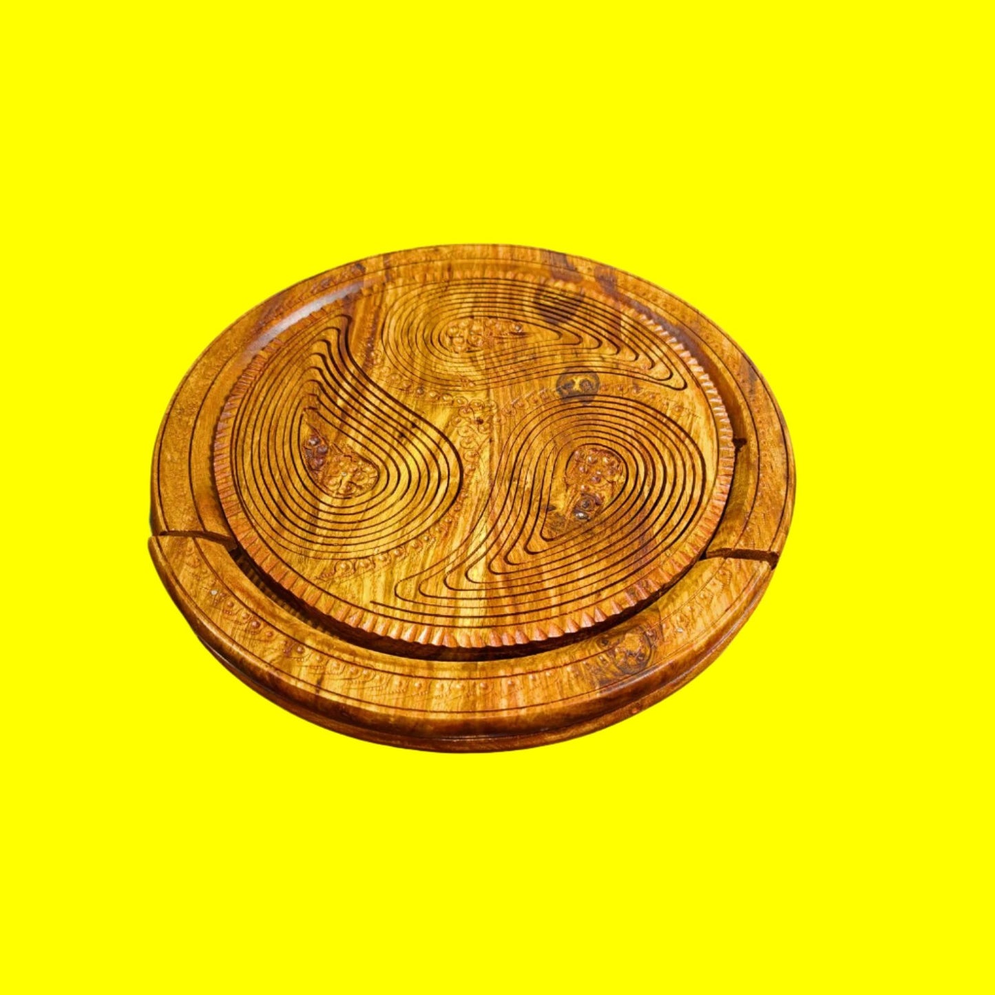 3-Portion Handcrafted Wooden Spring Tray – Stylish & Functional Dry Fruit Server