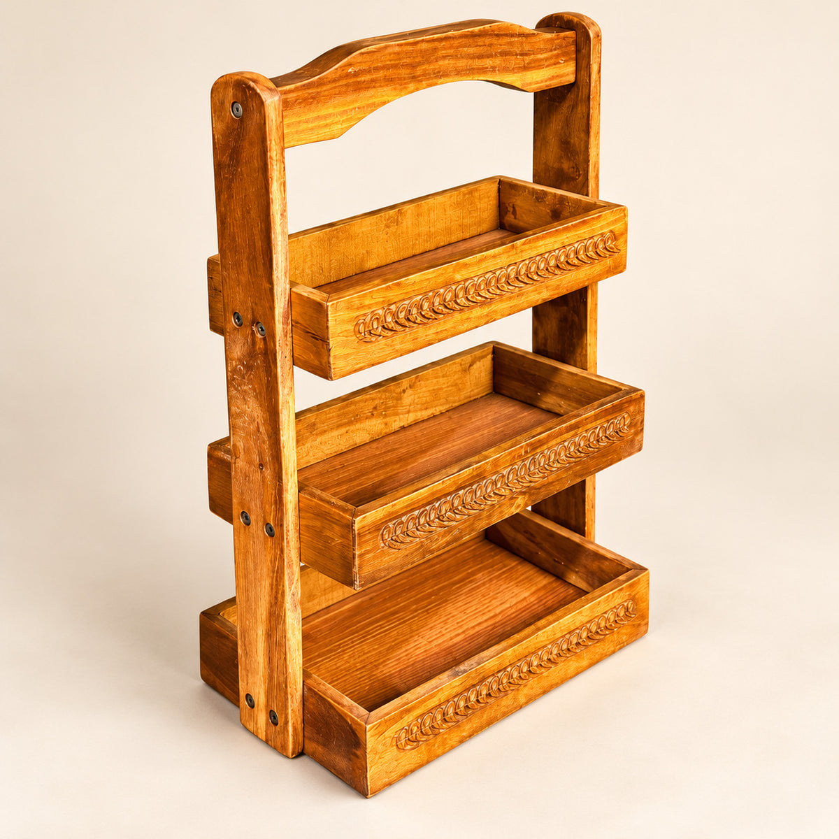 Wooden Spoon Stand | 3-Tier Chamach Rack | Utensil Organizer — renewed product photo