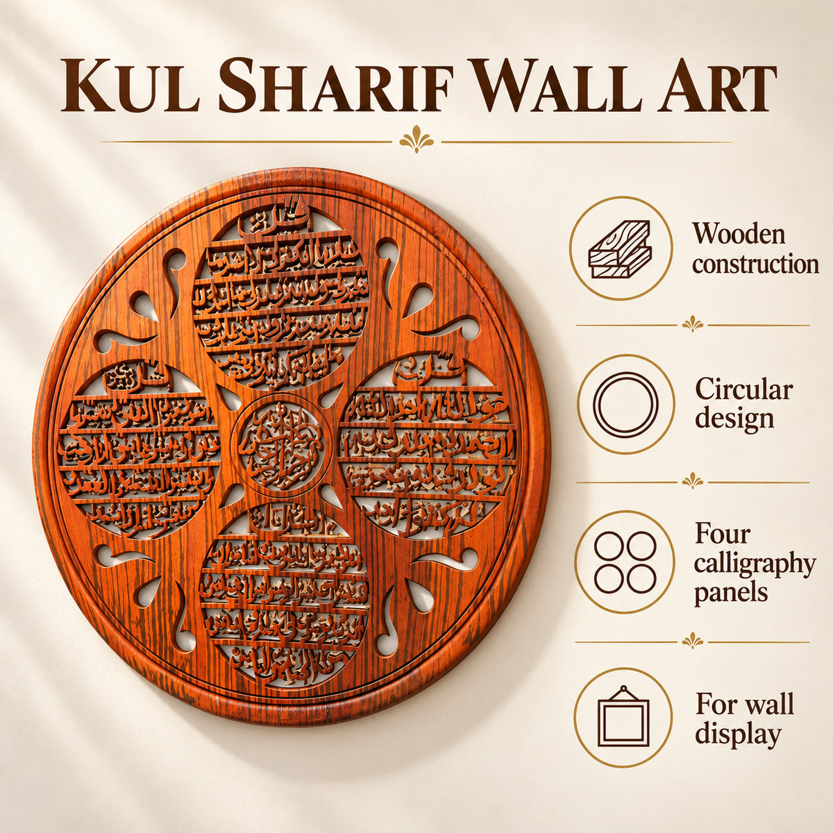 Kul Sharif Islamic Wall Art- Wall Hanging — four features and uses