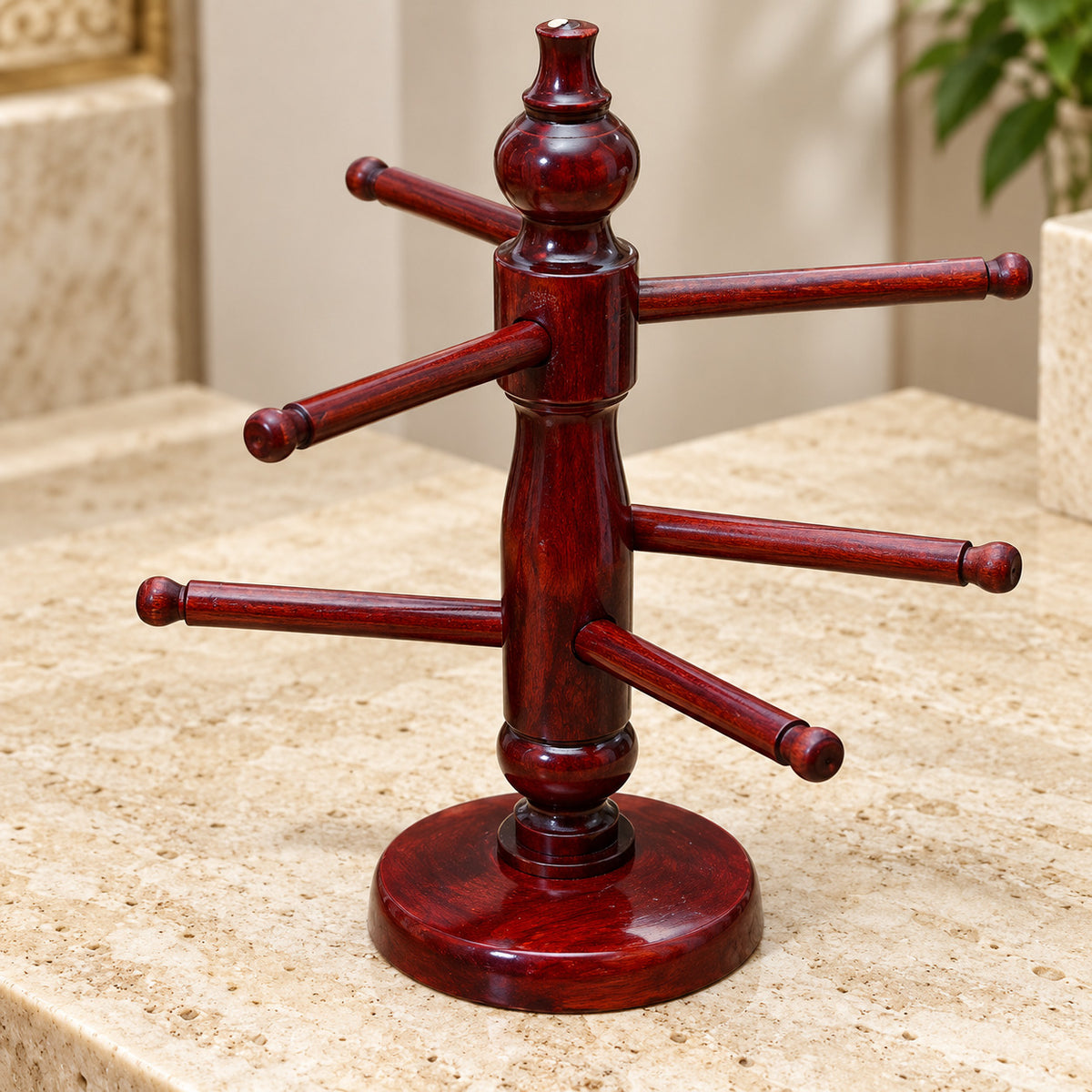 Premium Handcrafted Sheesham Wood Bangle Stand â€“ 6 Rod Organizer — product photo