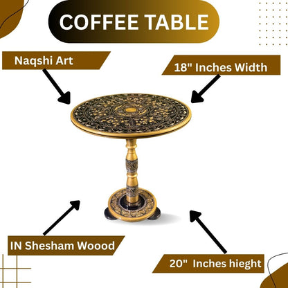 "Luxury Black & Gold Royal Lacquer Coffee Table – 18'' Decorative Accent Table | Handcrafted Elegant Design"