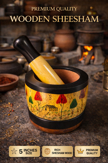 Wooden Pestle – Shesham Wood | Apple Yellow Colour
