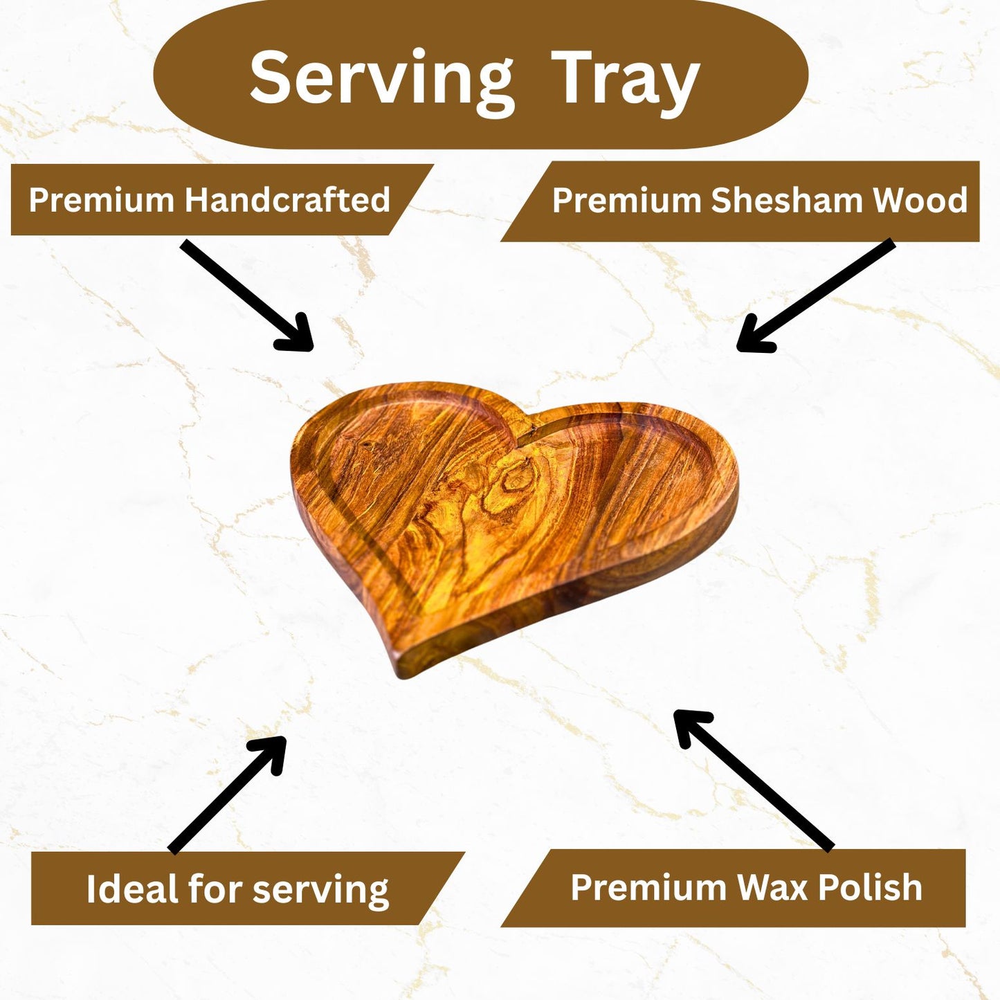 Premium Wooden Heart-Shaped Dry Fruit Tray – 12x12 Inch | Handcrafted Multipurpose Serving Box | Ideal for Gifting & Festive Decor