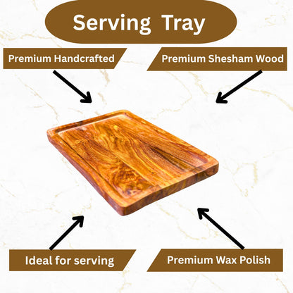 Simple Wooden Serving Tray – 8x12 Inch | Handcrafted Multipurpose Tray for Kitchen, Dining & Home Decor