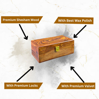 Premium Sheesham Wood Watch Box – 3 Slot Handmade Organizer with Solid Lid
