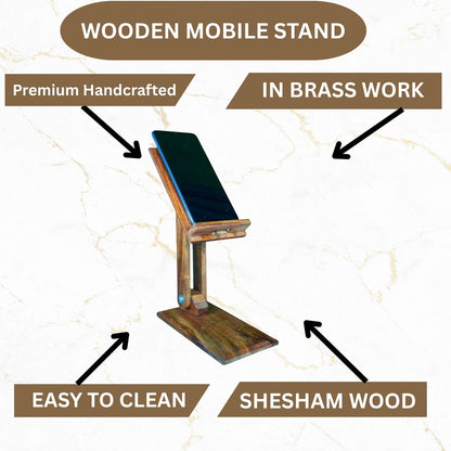 Wooden Mobile Stand – Handcarved Design in Natural Wood