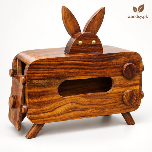 Sheesham Wood Rabbit Tissue Box – Decorative Wooden Tissue Box