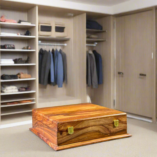 Luxury Handmade Wooden Watch Box – 15 Slot Organizer with Solid Wooden Lid