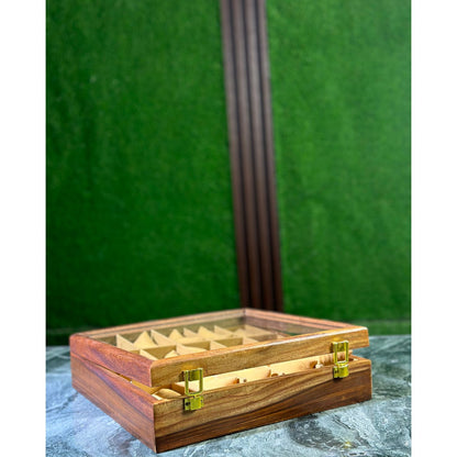 Premium Handmade Wooden Watch Box – 15 Slot Organizer with Glass Display Lid