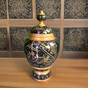 Wooden Kalma Jar – Handcrafted Naqshi Art in Sheesham Wood | Black & Golden Islamic Calligraphy Decor