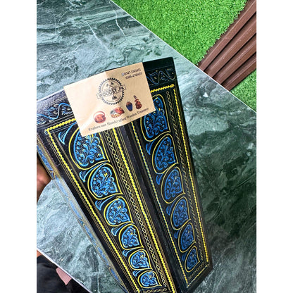 Handcrafted Wooden Dustbin – Black & Blue Finish | Pure Sheesham Wood | 11” Height