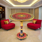 Red & Gold Art Coffee Table – 18" Round Handcrafted Accent Table | Royal Lacquer Finish