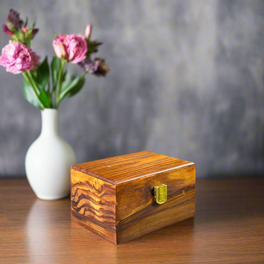 Handcrafted Sheesham Wood Watch Box – 2 Slot with Solid Lid