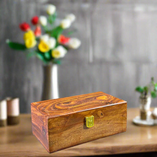 Premium Sheesham Wood Watch Box – 3 Slot Handmade Organizer with Solid Lid