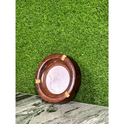 Wooden & Brass Round Ashtray – 6 Inches | Handmade Classic Design