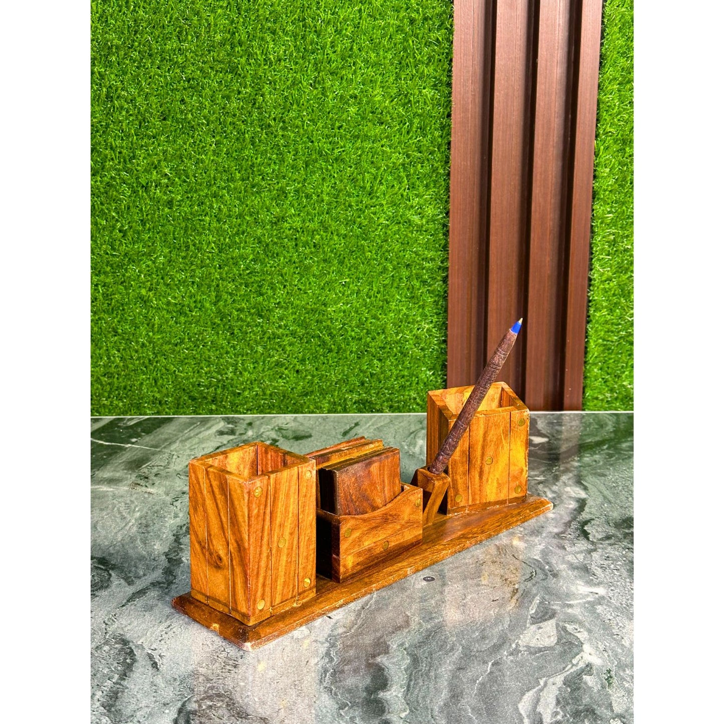 Premium Multifunctional Wooden Desk Organiser – Elegant Office Tabletop Storage