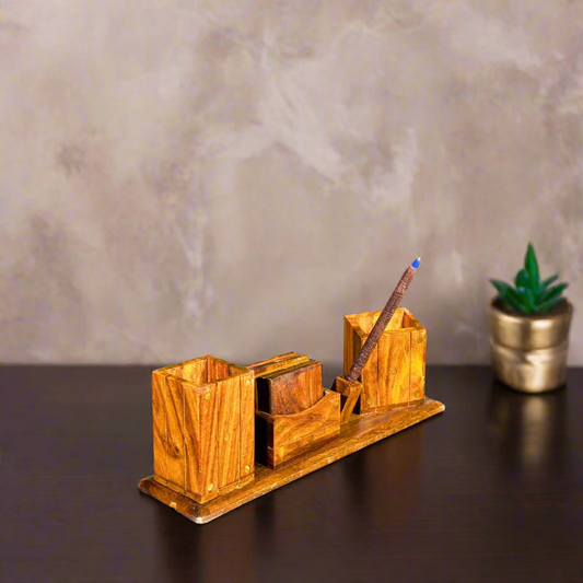 Premium Multifunctional Wooden Desk Organiser – Elegant Office Tabletop Storage