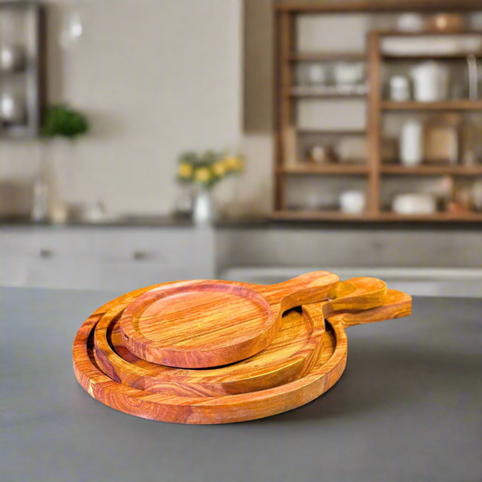 Wooden Pizza Pan – Round Serving & Cutting Board for Pizza, Cheese, and Snacks