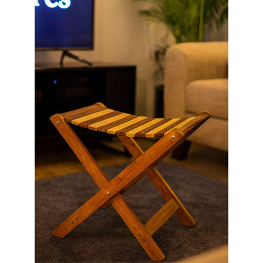 Handmade Foldable Wooden Stool – Natural Sheesham Wood Finish | 20” Height × 21” Length × 12” Width
