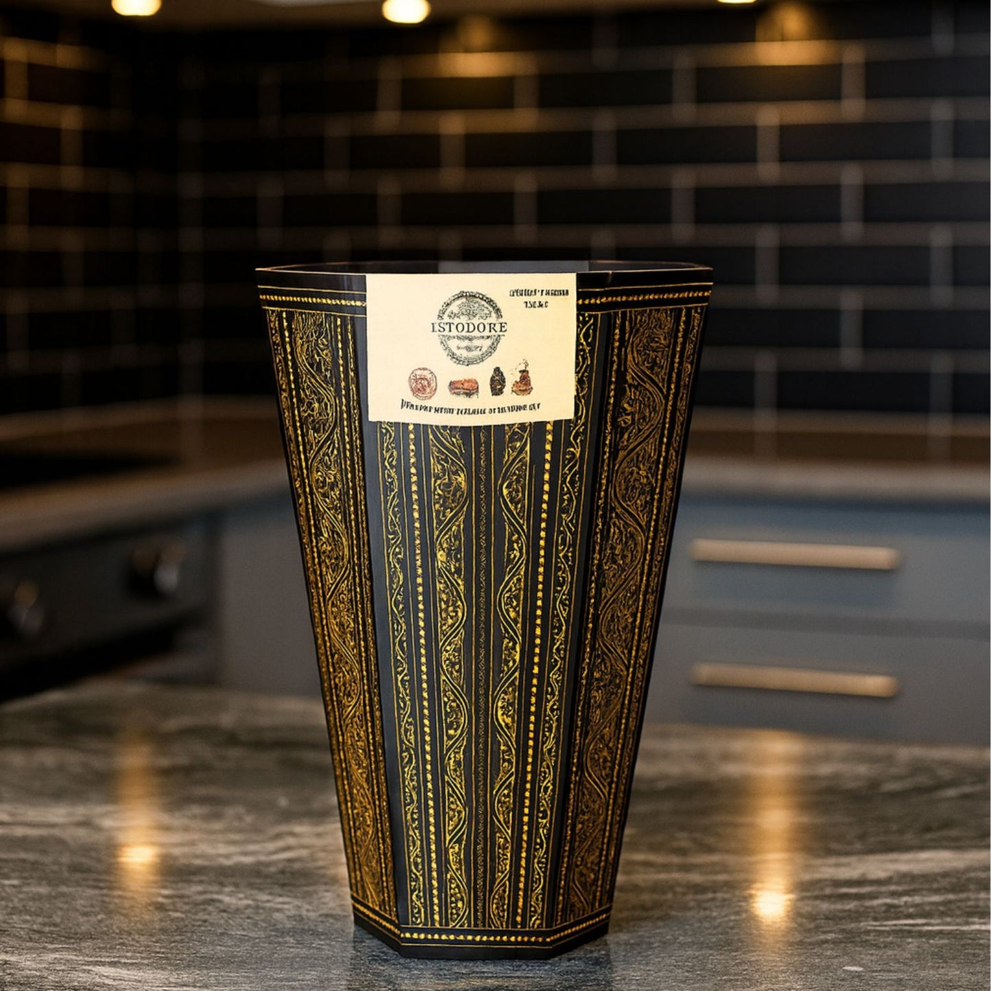 Handcrafted Wooden Dustbin – Yellow & Black Finish | Pure Sheesham Wood | 11” Height