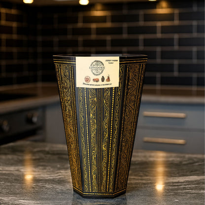 Handcrafted Wooden Dustbin – Yellow & Black Finish | Pure Sheesham Wood | 11” Height