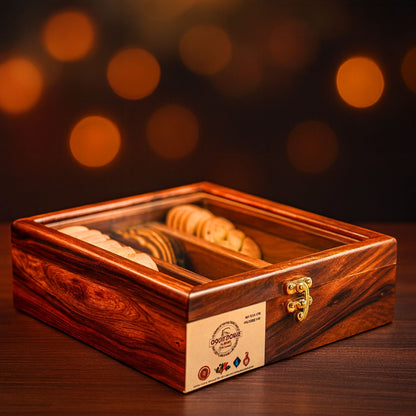 3 Portion Biscuit & Spice Box with Spoon & Non-Breakable Glass Lid