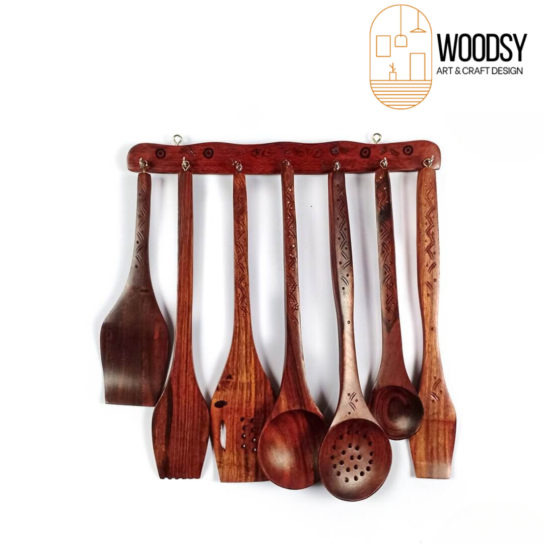 Kitchen Utensils Set, Wooden Cooking Utensil Set of 7