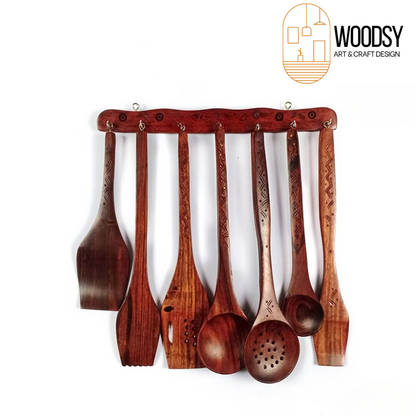 Kitchen Utensils Set, Wooden Cooking Utensil Set of 7