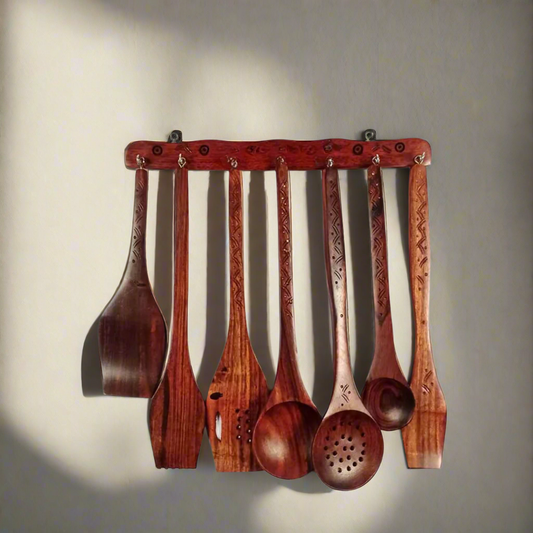 Kitchen Utensils Set, Wooden Cooking Utensil Set of 7
