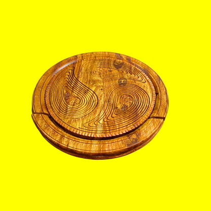 3-Portion Handcrafted Wooden Spring Tray – Stylish & Functional Dry Fruit Server