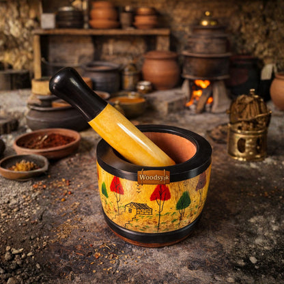 Wooden Pestle – Shesham Wood | Apple Yellow Colour