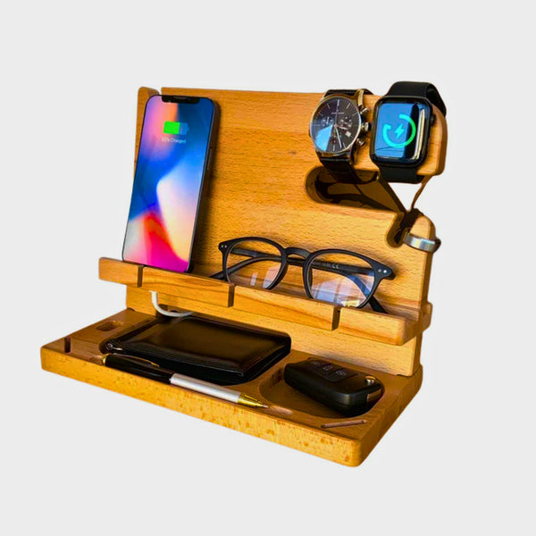 Wooden Personalized Desk organizer for Cell Phone, Tablet, Wallet, Gad ...
