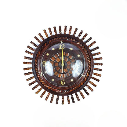 Wall Clock Wooden Dark Brown