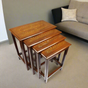 Sheesham Wood Nesting Tables with Brass Work (Set of 4)