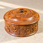 Handcrafted Wooden Carved Hotpot – Pure Wood Design – Size 12x8 Inches — product photograph