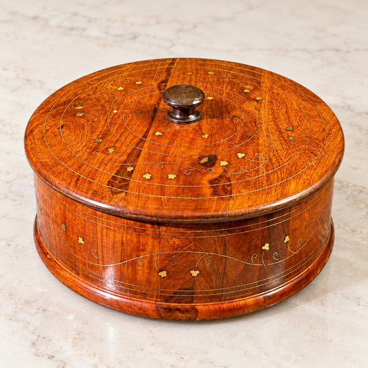 "Traditional Wooden Hotpot  (Without Steel Bowl )  – 12x8” Handcrafted with Premium Brass Inlay" — product photograph