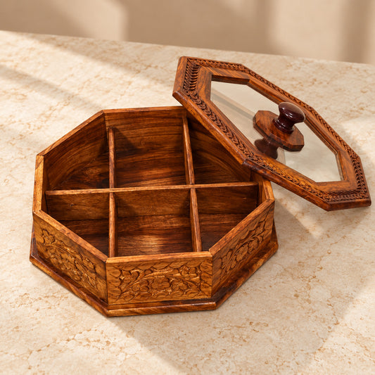 Dry Fruit Pot With Hand Carved Work — product photograph