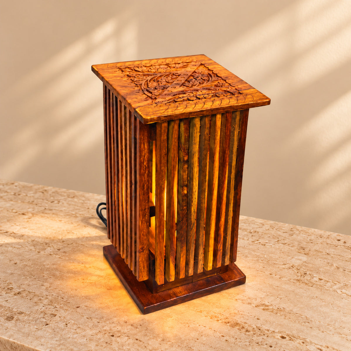 Table Lamp Carving Square — product photograph